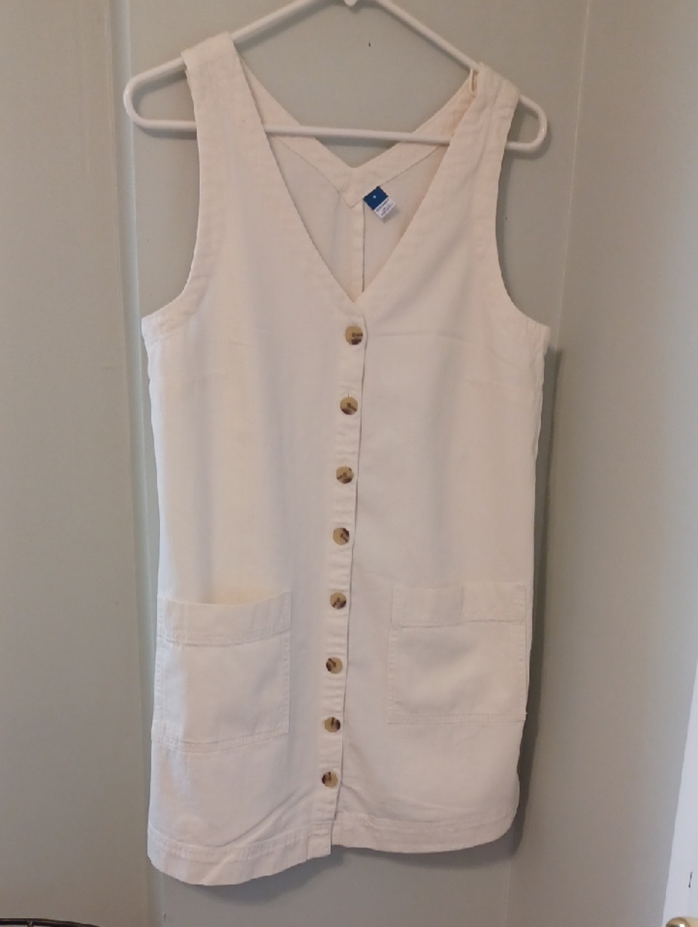 Old Navy Sz S,  Cream, 100% Cotton, Sleeveless Button-Front Mini Dress